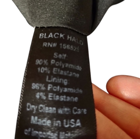 Black Halo Black and Pink Plunge Neck Sheath Dress - Picture 13 of 14